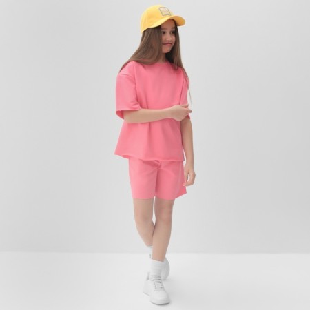Kit for girls (T -shirt, shorts) minku pink color, height 110-1