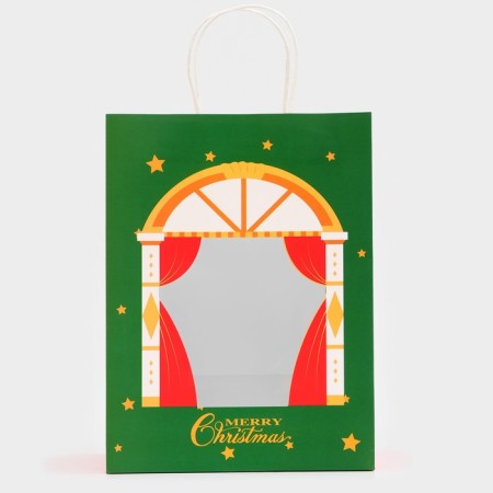 Gift package with the window "Theater" 30 x 22 x 14 cm, green-2