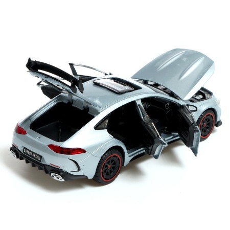 Metal car "coupe", 1:24, doors, hood, trunk, inertia, gray color are opened-4