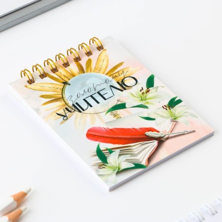 Set of Notepad "Golden Teacher", A7 format, 32 sheets, plastic pen, blue paste-4