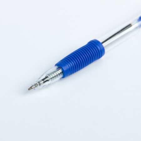 Ballic handle, automatic, 0.5 mm, blue rod, transparent body with a rubber holder-1