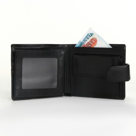 Male purse on the button, separation for SIM cards, black color-5