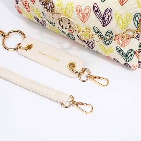 Cross-Body bag with zipper, beige color/multi-colored-5