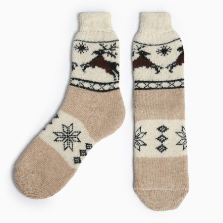 Women's woolen socks "deer", beige color, size 25