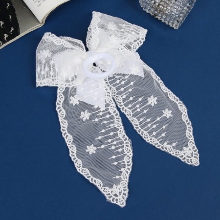Hair elastic band Bant "Schoolgirl" Galant Lace Beads, 24x17 cm, White-2