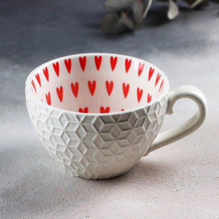 Ceramic mug "hearts", 290 ml, white color-1