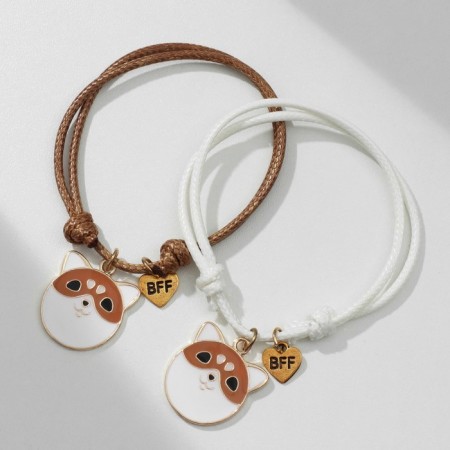 Bracelets "Demetrons" Corgi Muzzles, white-brown color, d = 6 cm-1