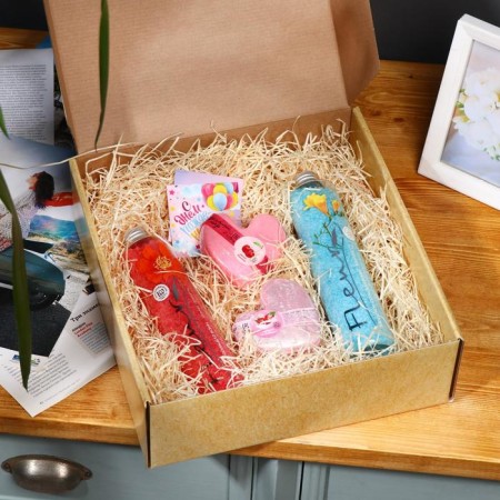 Gift box "with balls", craft, 28.5 x 9.5 x 29.5 cm-4