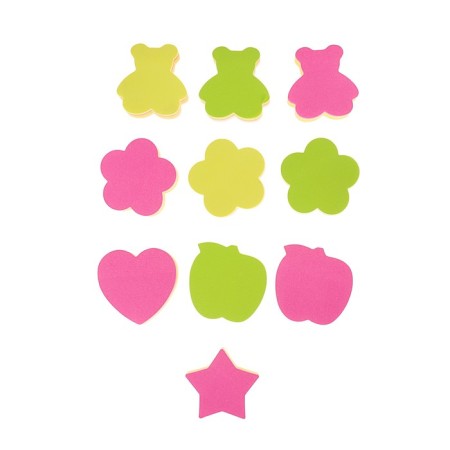 Block with a sticky edge "figures", 100 sheets, mini, fluorescent, 5 colors, mix-1
