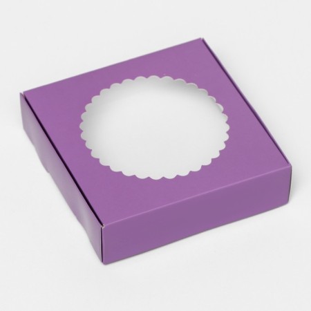 Gift box team with a window, 11.5 x 11.5 x 3 cm, lilac-1