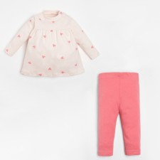 Set: Dress and leggings Kroshka I am a “bunny”, height 68-74 cm, beige/pink color
