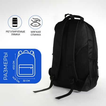 Youth backpack from textiles on lightning, 4 pockets, black/blue color-1