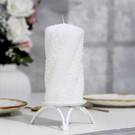 Wedding candle "Figure in roses" 15cm white. Home
