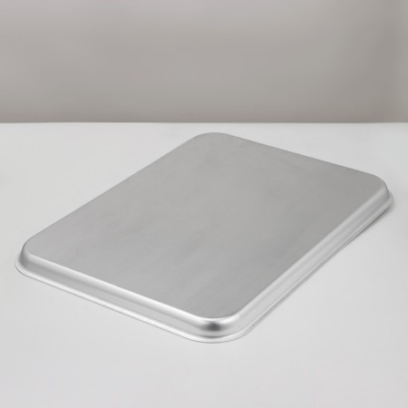 Aluminum baking sheet, 63 × 46 cm, h = 3.5 cm, silver color-1