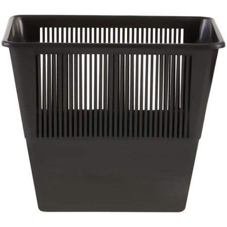 Basket for paper and garbage, 12 liters, plastic, mesh, rectangular, black-1