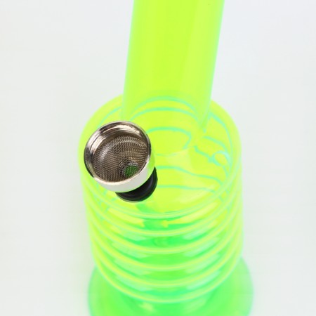 Bong, H-15 cm, "accordion", acrylic, green-1