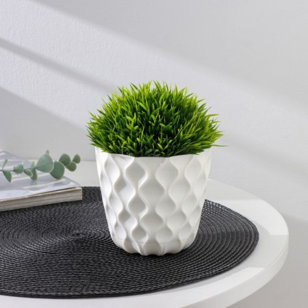 Pot for flowers with a “Wave” pallet, 0.65 l, d = 11.5 cm, snow -white color