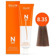 Cream-color hair Permanent Ollin Professional N-Joy, tone 8/35, light-brown golden-magoic, 100 ml