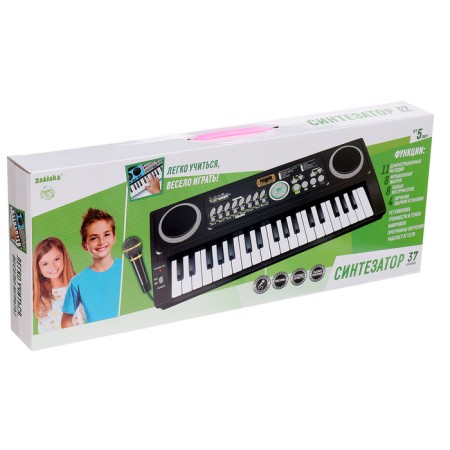 Super Musician synthesizer with a microphone, 37 keys, works from the network and from batteries-7