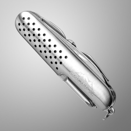 Swiss knife "Fobos" 8B1, handle with perforation, chrome-1