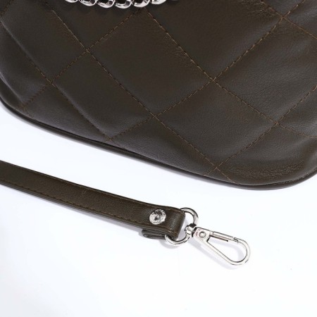 Janelli Cross-Boda Bag on a zipper, outer pocket, khaki color-5