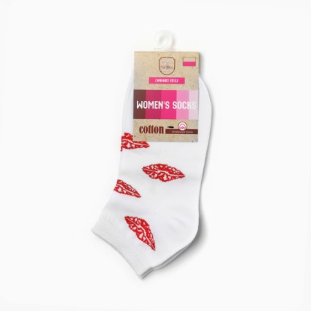 Women's socks "lips", white color, rr 23-25-2