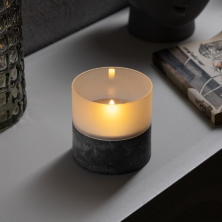 LED candle matte, 10 × 10 × 10 cm, plastic, glass, AAX2 batteries (not complete), glow warm white
