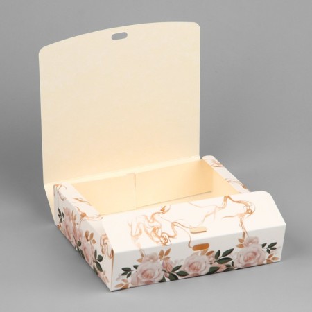 Gift folding box, packaging, “March 8, gold”, 20 x 18 x 5 cm, without tape-3