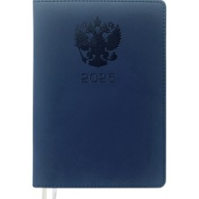 The weekly dated 2024, A4, 64 sheets, Devente.emblem, a solid cover of artificial leather with foam, lies, cream block 70 g/m2, blue