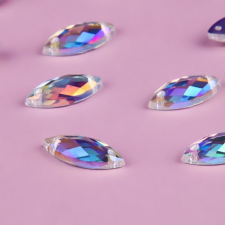 Rhound rhinestones “petal”, from organic glass, with holography, 7 × 15 mm, 50 pcs-2