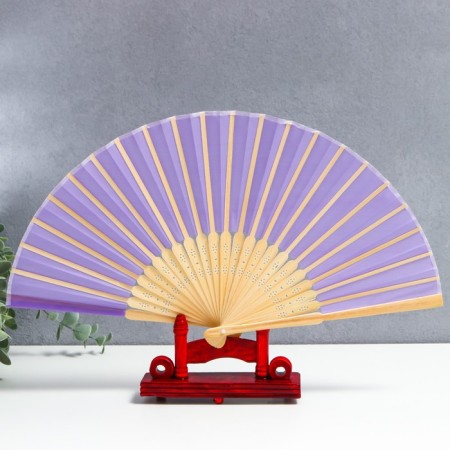 Fan bamboo, textiles h = 21 cm "monocet" in a box, lilac-2