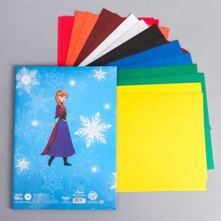 Cardboard color, A4, 16 sheets, 8 colors, non -unilateral, in a folder, 220 g/m², cold heart-1