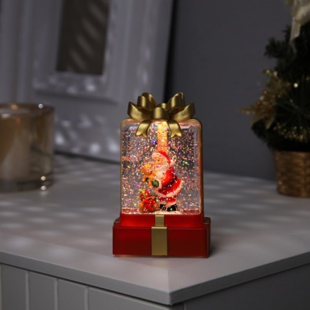 LED figure "Santa Claus with a gift" 7.5 × 12.5 × 4.9 cm, plastic, batteries AAAX2 (not complete), glow of warm white