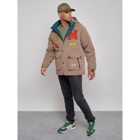 Winter male jacket, size 52, brown color-9