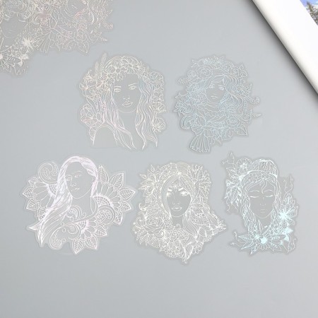 Stickers for creativity "Hologography. Girls" d = 10 cm set 10 pcs 0.2x14x11 cm