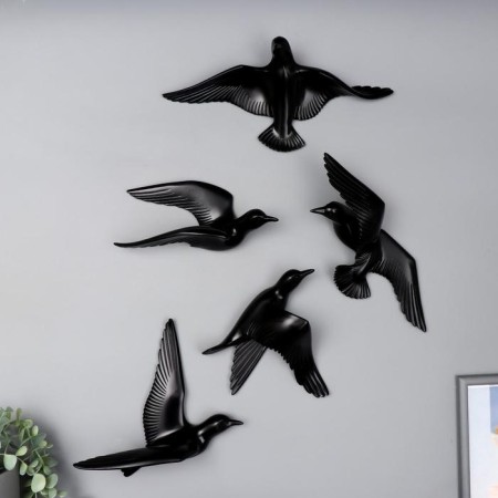 Souvenir Polystone Wall Decor "Seagull" Mix Black