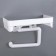 A holder for toilet paper with a shelf, white color