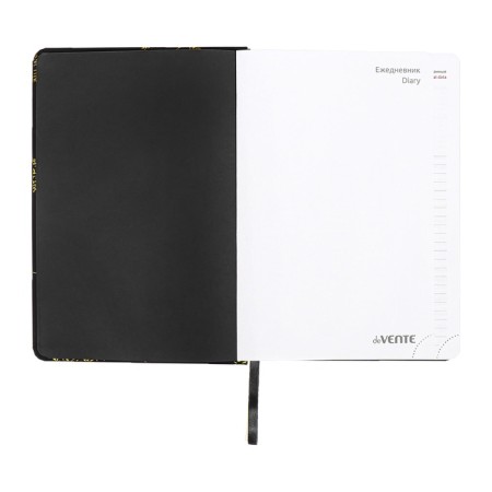The diary is low, A5, 136 sheets, leatherette, Devente. Tropicana, solid cover, foil embossing, perforation, liesse, block 70%, black-4