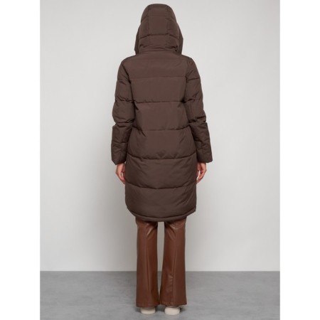 Coat insulated winter female, size 52, brown color-7
