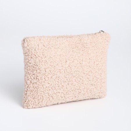 Cosmetic bag with lightning, textura, beige color-4