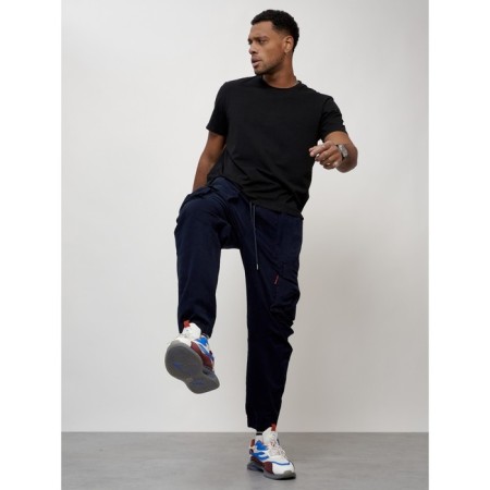 Cargo jeans men, size 44, dark blue color-1