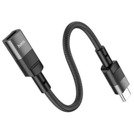 Hoco U107, Type -C (M) cable - Lightning (F), 2 A, 0.1 m, wicker wire, OTG function, black-2