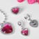 The kit of children's “chosen” 5 items: 2 elastic bands, clips, pendant, ring, raspberry color