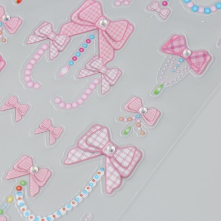 Plastic sticker "Bows and beads" mix 26.4x10.4 cm-3