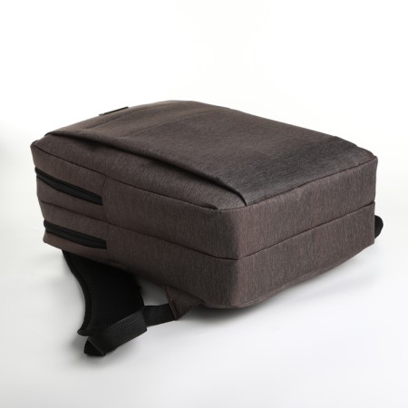 City backpack on a zipper, 2 pockets, with USB, brown color-4