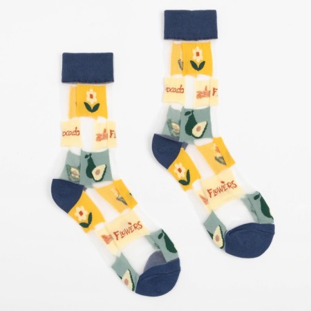 Women's socks minku "Flowers/avocado", size 36-39 (23-25 ​​cm)