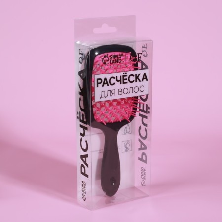 The comb is massage, wide, ventilated, 8.5 × 20.5 cm, PVC box, black/pink color-11