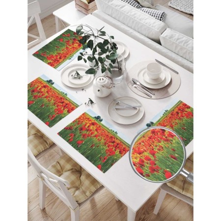 Set of napkins for setting the table "poppy field", rectangular, size 32x46 cm, 4 pcs-1