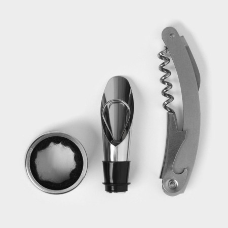 Set for the wine of the valve "bottle", 3 items: corkscrew, funnel, ring-3
