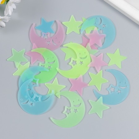 Stick phosphorus plastic "Months-Smails and stars" set 35-40 pcs 19x13 cm